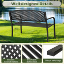 Garden Bench with Patterned Backrest and Curved Armrests