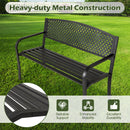 Garden Bench with Patterned Backrest and Curved Armrests
