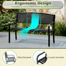 Garden Bench with Patterned Backrest and Curved Armrests