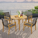 Outdoor Acacia Wood and PE Wicker Chairs with Armrests
