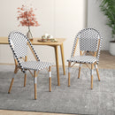 Outdoor Armless French Bistro Chair Set Of 2-Black &amp; White
