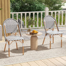 Outdoor Armless French Bistro Chair Set Of 2-Black &amp; White