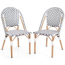 Outdoor Armless French Bistro Chair Set Of 2-Black &amp; White