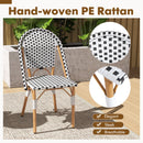 Outdoor Armless French Bistro Chair Set Of 2-Black &amp; White