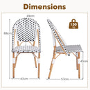 Outdoor Armless French Bistro Chair Set Of 2-Black &amp; White