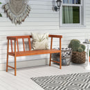 2-Person Outdoor Bench with Ergonomic Backrest and Armrests for Yard