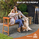 2-Person Outdoor Bench with Ergonomic Backrest and Armrests for Yard