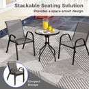 3 Pieces Outdoor Bistro Set with 2 Stackable Chairs and Round Side Table-Grey