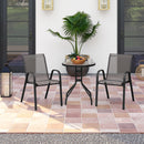 3 Pieces Outdoor Bistro Set with 2 Stackable Chairs and Round Side Table-Grey