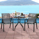 3 Pieces Outdoor Bistro Set with 2 Stackable Chairs and Round Side Table-Grey