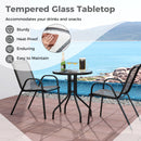 3 Pieces Outdoor Bistro Set with 2 Stackable Chairs and Round Side Table-Grey