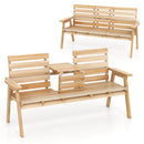 Outdoor Fir Wood Bench With Foldable Middle Table