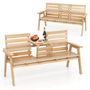 Outdoor Fir Wood Bench With Foldable Middle Table