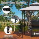 Outdoor Grill Gazebo Double Tiered BBQ Canopy Tent with 2 Side Shelves-Grey