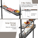 Outdoor Grill Gazebo Double Tiered BBQ Canopy Tent with 2 Side Shelves-Grey