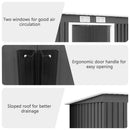 Outdoor Metal Garden Storage Shed with Sloping Roof-Dark Grey