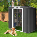 Outdoor Metal Garden Storage Shed with Sloping Roof-Dark Grey