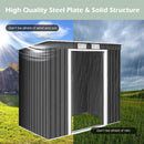 Outdoor Metal Garden Storage Shed with Sloping Roof-Dark Grey