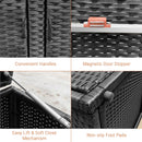 330L 2-Tier Outdoor PE Wicker Storage Box With Lid And Front Doors-Black