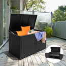 330L 2-Tier Outdoor PE Wicker Storage Box With Lid And Front Doors-Black