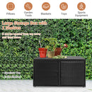 330L 2-Tier Outdoor PE Wicker Storage Box With Lid And Front Doors-Black