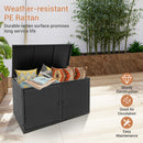 330L 2-Tier Outdoor PE Wicker Storage Box With Lid And Front Doors-Black