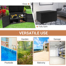 330L 2-Tier Outdoor PE Wicker Storage Box With Lid And Front Doors-Black