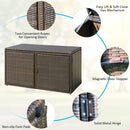330L 2-Tier Outdoor PE Wicker Storage Box With Lid And Front Doors-Brown