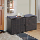 330L 2-Tier Outdoor PE Wicker Storage Box With Lid And Front Doors-Brown
