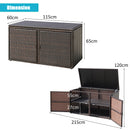 330L 2-Tier Outdoor PE Wicker Storage Box With Lid And Front Doors-Brown