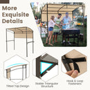 Outdoor Patio BBQ Canopy with Metal Shelves and Hooks-Beige