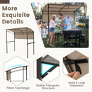 Outdoor Patio BBQ Canopy with Metal Shelves and Hooks-Brown