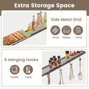 Outdoor Patio BBQ Canopy with Metal Shelves and Hooks-Brown