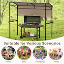 Outdoor Patio BBQ Canopy with Metal Shelves and Hooks-Brown