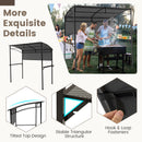 Outdoor Patio BBQ Canopy with Metal Shelves and Hooks-Grey