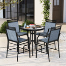 Outdoor Patio Chair Set of 2 with Footrest and High Back and Armrests-Blue