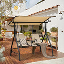 2 Person Outdoor Patio Swing With Adjustable Canopy For Garden Porch Backyard-Beige