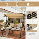 2 Person Outdoor Patio Swing With Adjustable Canopy For Garden Porch Backyard-Beige