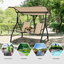 2 Person Outdoor Patio Swing With Adjustable Canopy For Garden Porch Backyard-Beige