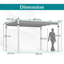 Outdoor Pergola With Retractable Canopy Aluminum Frame Anchors-Grey