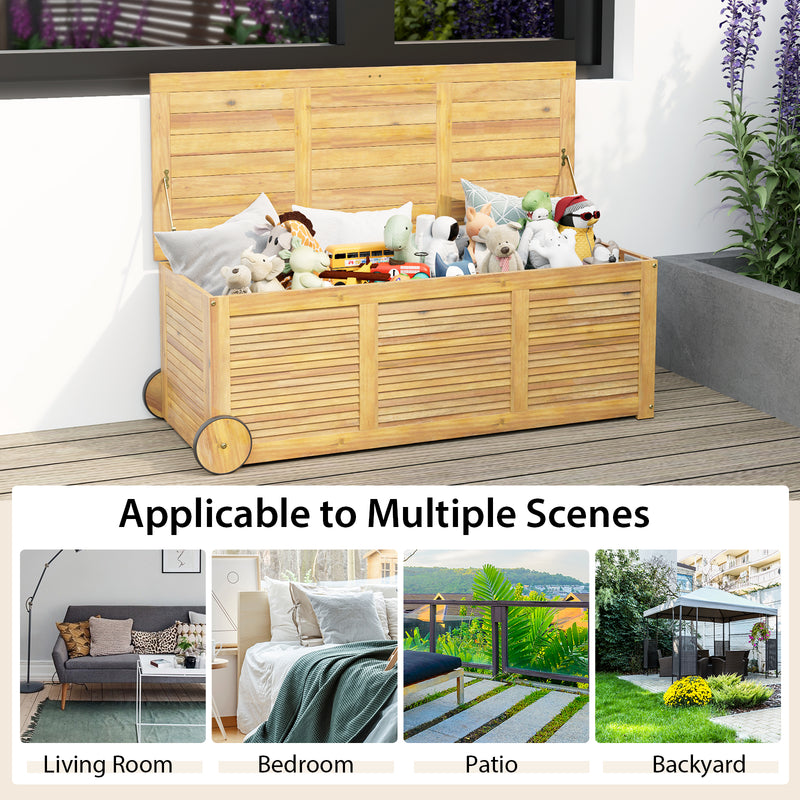 Outdoor Storage Box With 2 Wheels For Patio