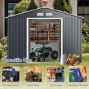 Outdoor Storage Shed With 4 Vents And Double Sliding Door