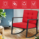 Outdoor Wicker Rocking Chair with Heavy-Duty Steel Frame-Red