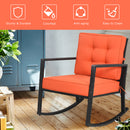 Outdoor Wicker Rocking Chair with Heavy-Duty Steel Frame-Orange