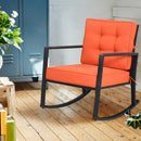 Outdoor Wicker Rocking Chair with Heavy-Duty Steel Frame-Orange