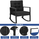 Outdoor Wicker Rocking Chair with Heavy-Duty Steel Frame-Black