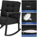 Outdoor Wicker Rocking Chair with Heavy-Duty Steel Frame-Black