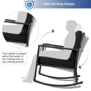 Outdoor Wicker Rocking Chair with Heavy-Duty Steel Frame-Black
