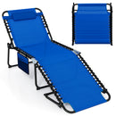 Oversize Folding Chaise Lounge with Adjustable Backrest and Detachable Pillow