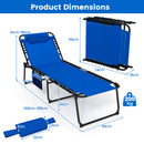Oversize Folding Chaise Lounge with Adjustable Backrest and Detachable Pillow